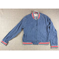 Mossimo Blue Chambray Varsity Bomber Jacket L Americana Striped