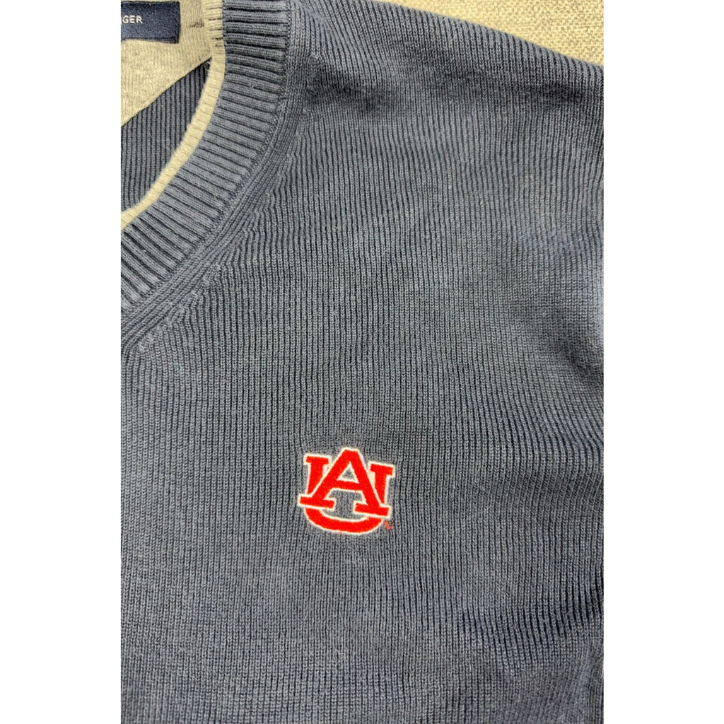 Tommy Hilfiger Auburn Tigers Sweater Mens S Navy V Neck Cotton NCAA