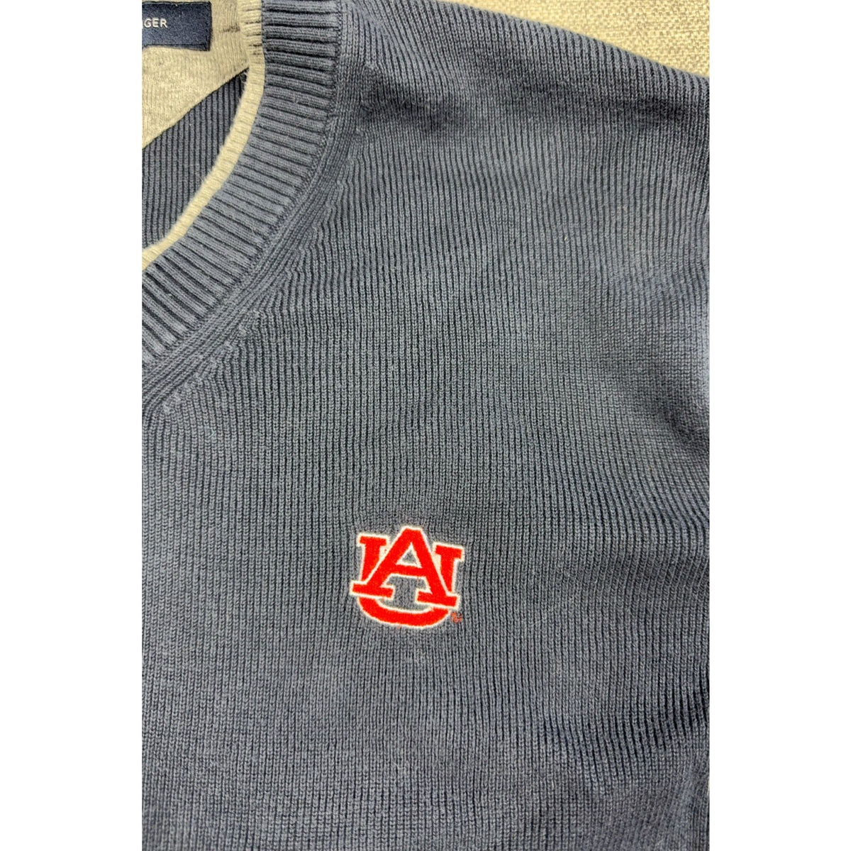 Tommy Hilfiger Auburn Tigers Sweater Mens S Navy V Neck Cotton NCAA