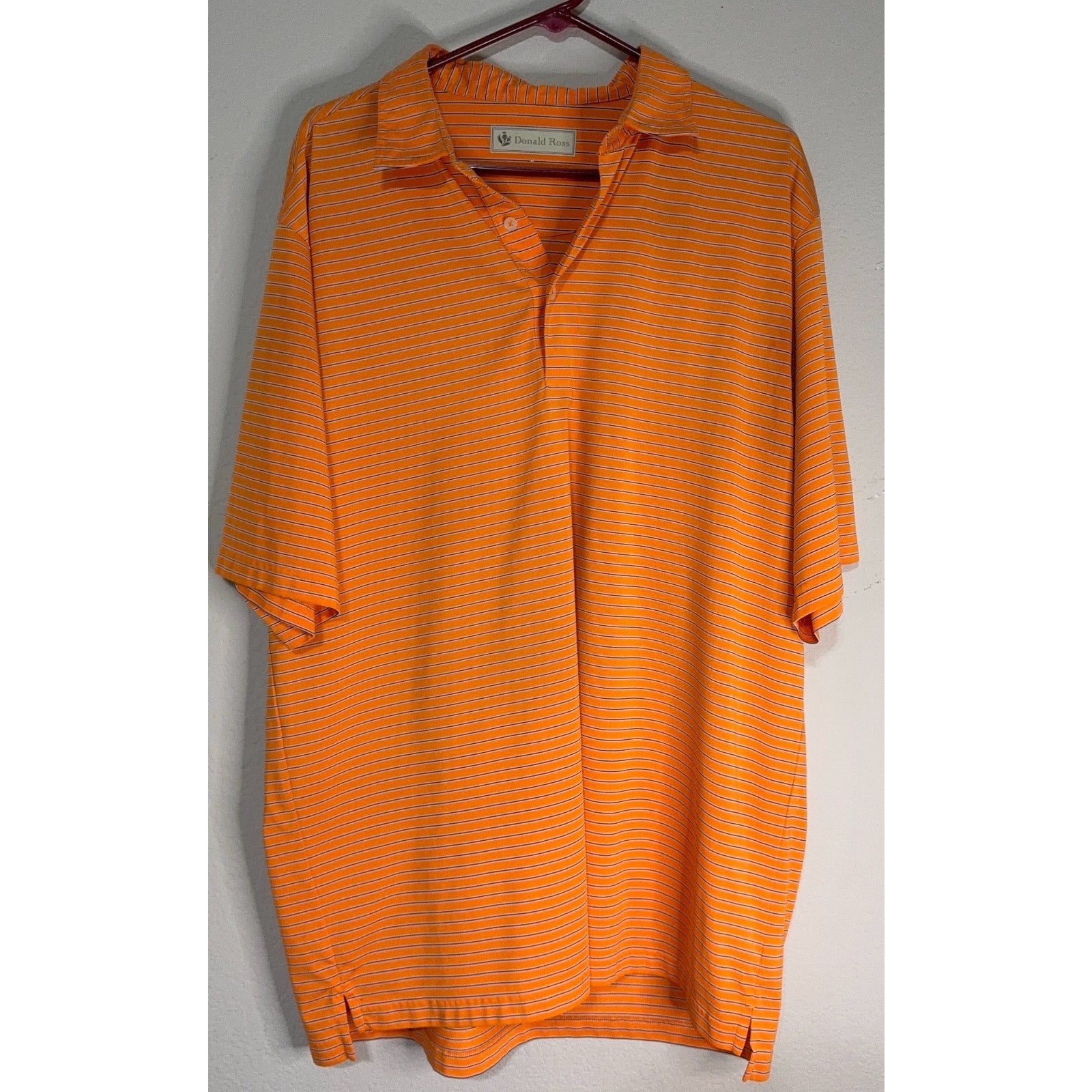 Donald Ross Golf Polo Lot Mens XL Orange Blue Striped Performance Shirts 1896
