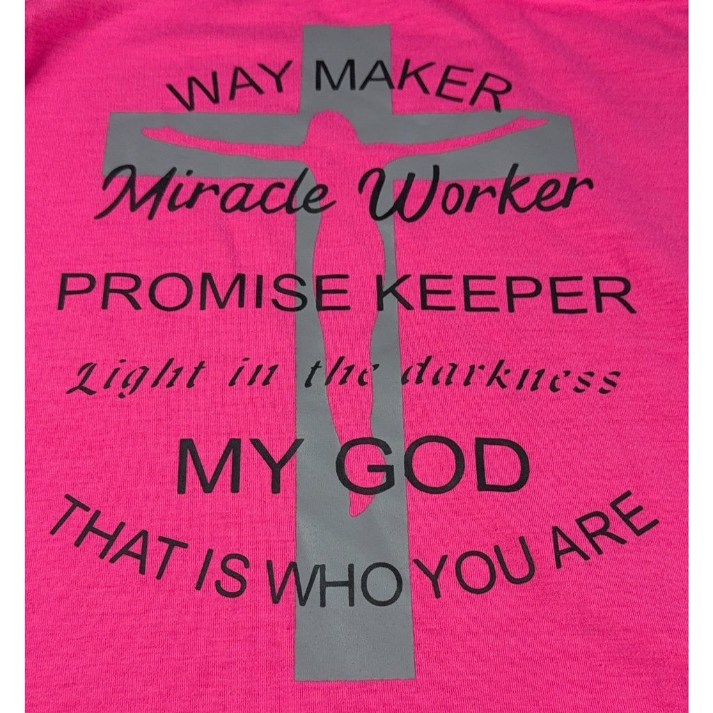 Christian Faith Way Maker Miracle Worker Pink Long Sleeve Shirt Women