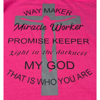 Christian Faith Way Maker Miracle Worker Pink Long Sleeve Shirt Women