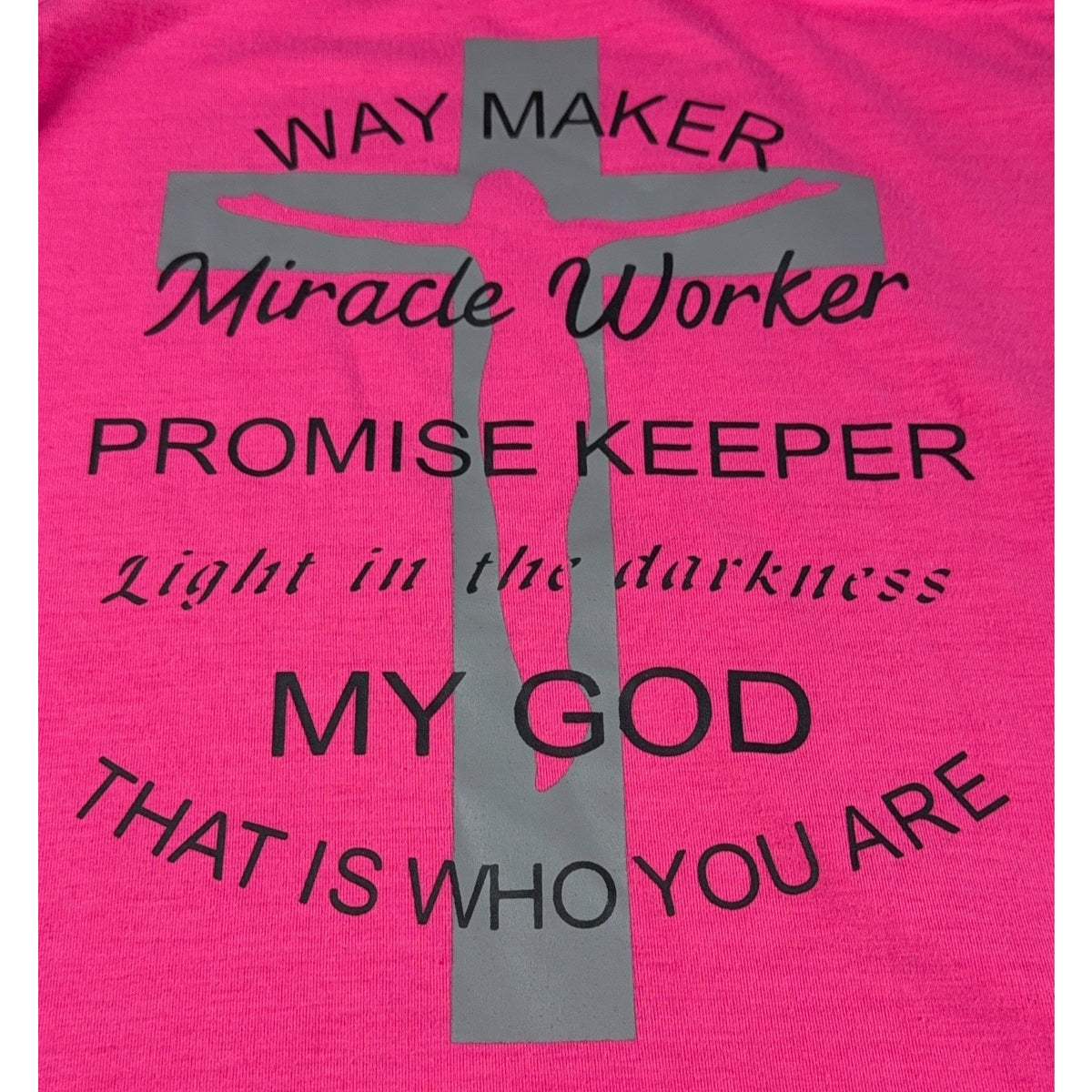 Christian Faith Way Maker Miracle Worker Pink Long Sleeve Shirt Women