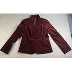 Talbots Women’s Velvet Blazer Size 8 Burgundy Wine Cotton Stretch Lined Jacket