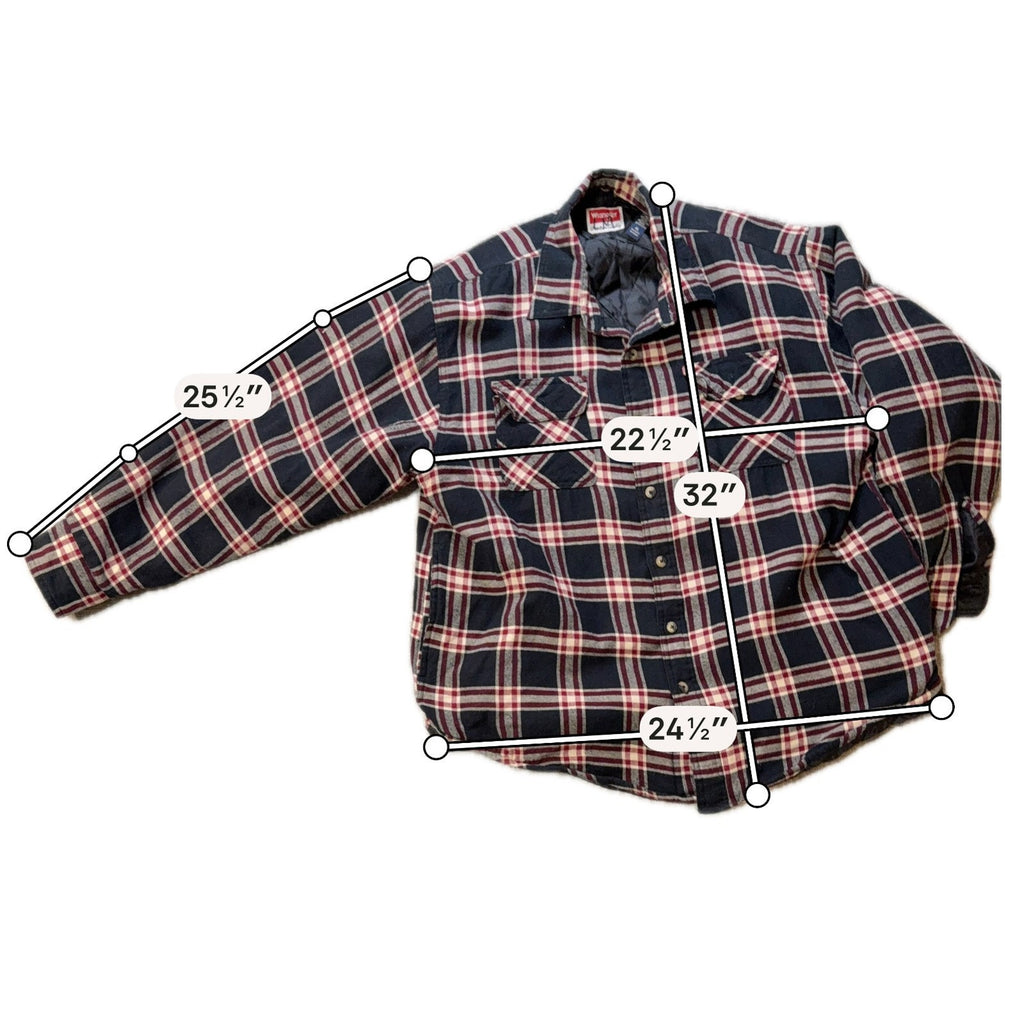 Wrangler Quilted Lined Flannel Shirt Jacket Mens XL Plaid Workwear
