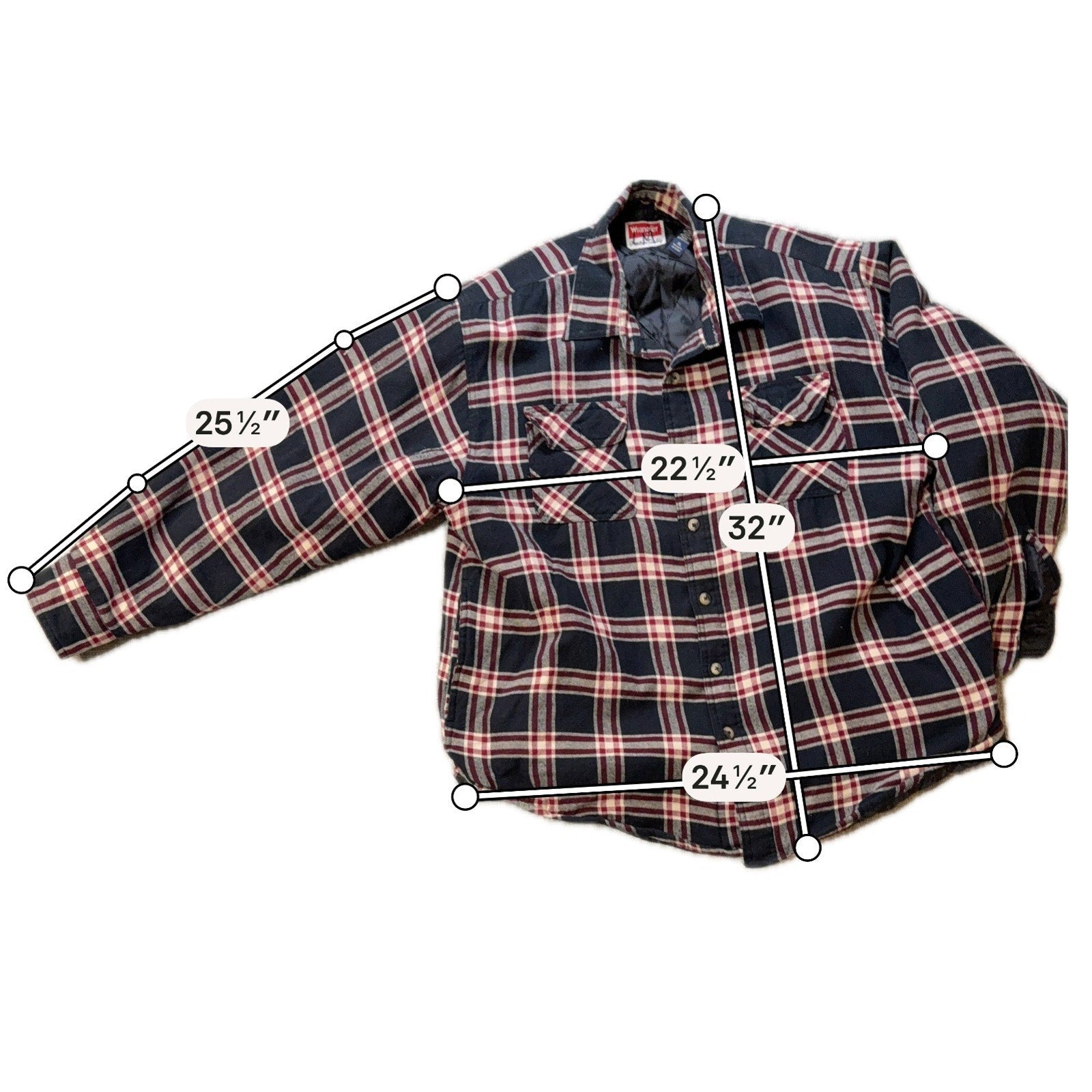 Wrangler Quilted Lined Flannel Shirt Jacket Mens XL Plaid Workwear