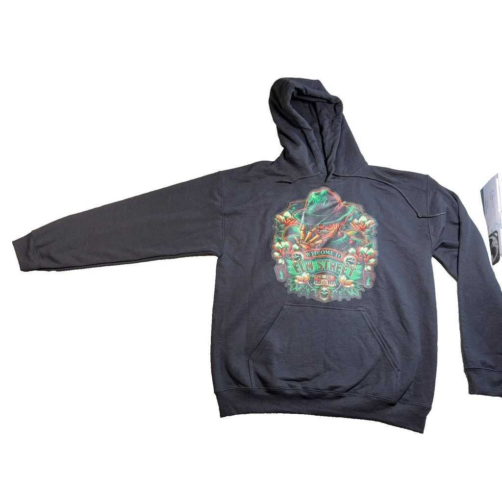 Freddy Krueger Hoodie Mens Medium Welcome Elm Street Horror Graphic Black