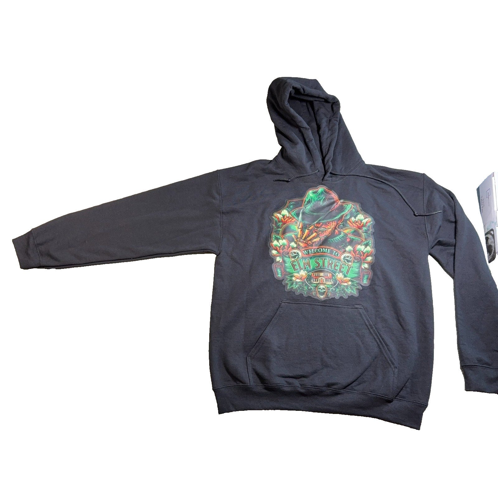 Freddy Krueger Hoodie Mens Medium Welcome Elm Street Horror Graphic Black