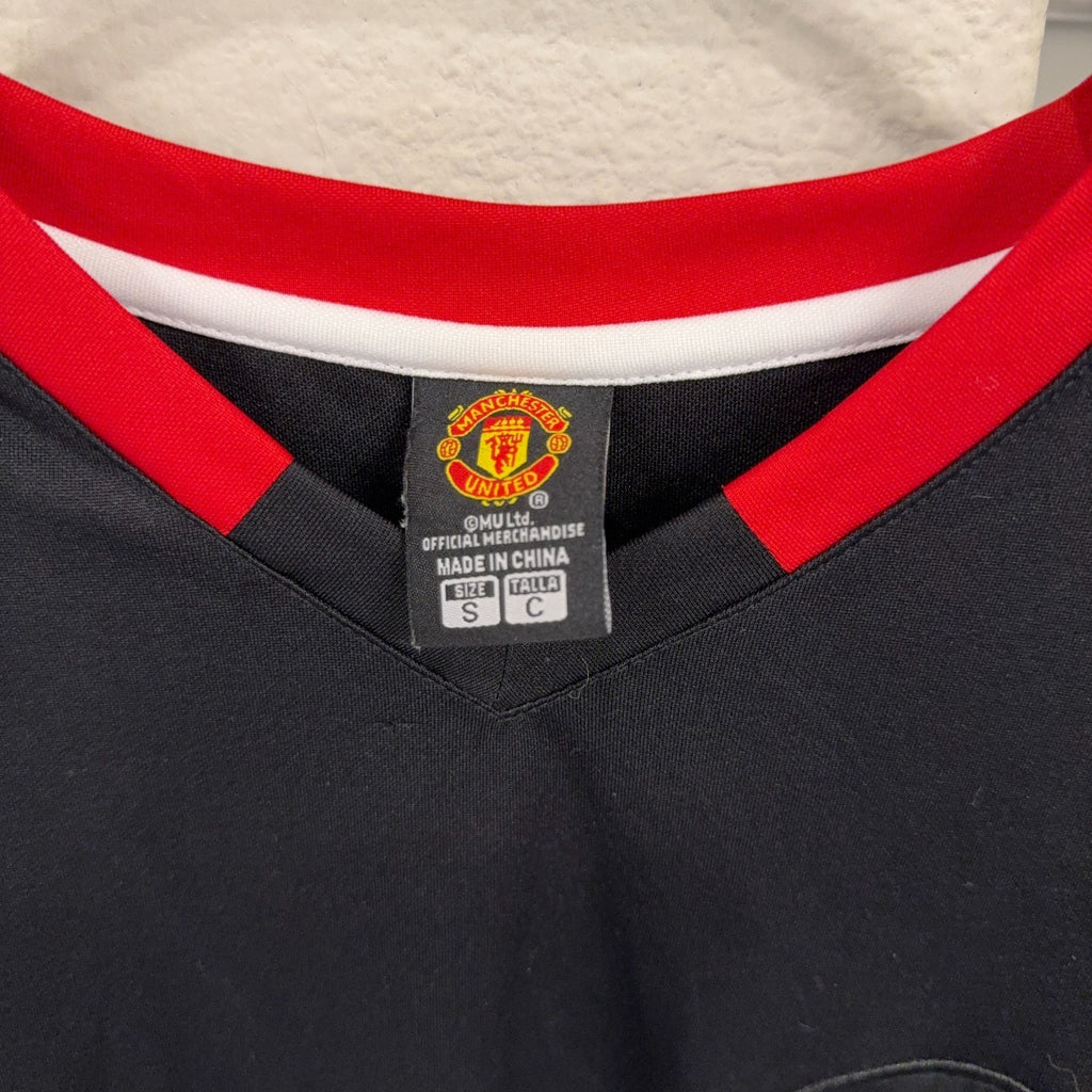 Manchester United Soccer Jersey Mens Small Black Red Football Shirt EPL Fan Top
