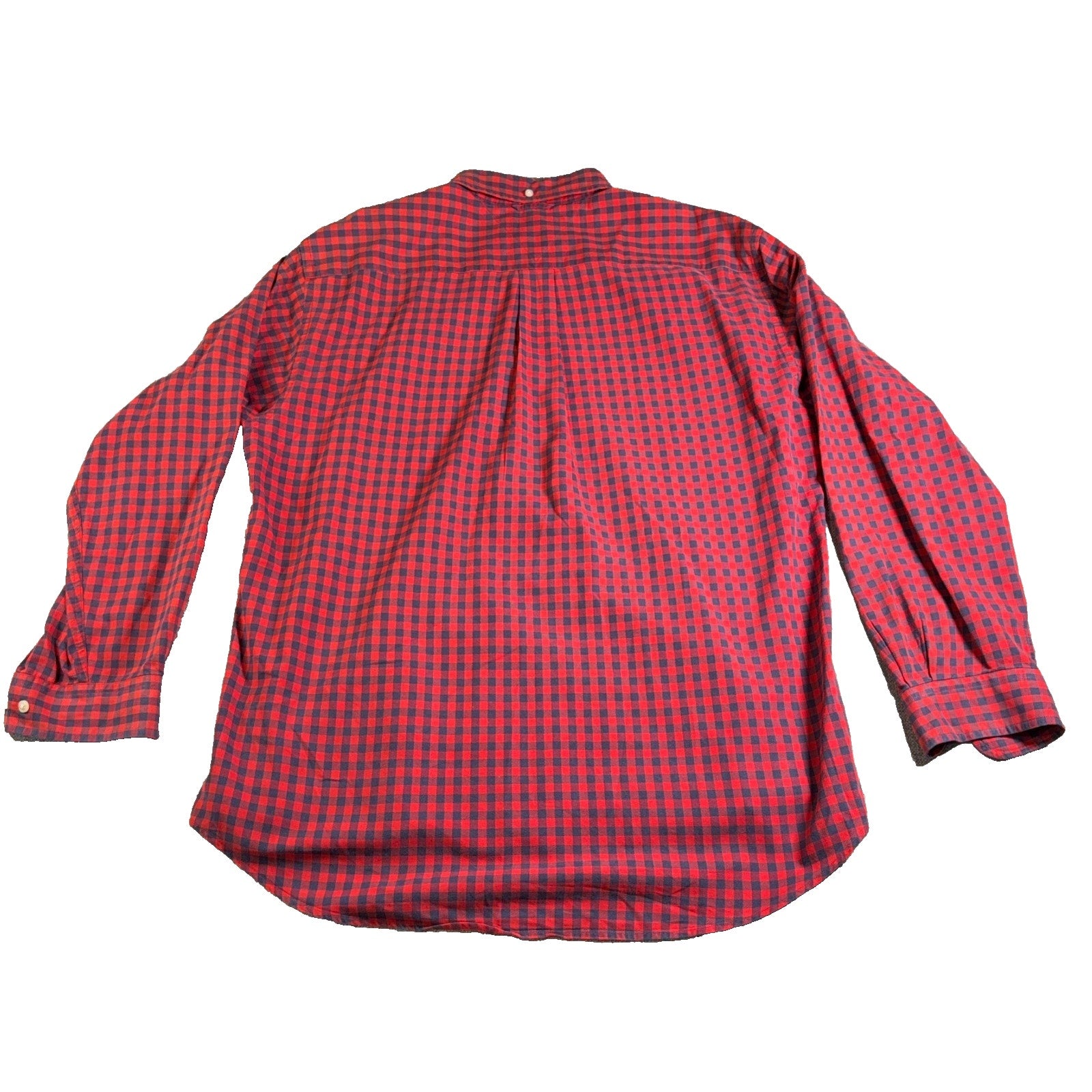 Tommy Hilfiger Shirt Mens L Red Navy Gingham Check Button Down Crest Logo