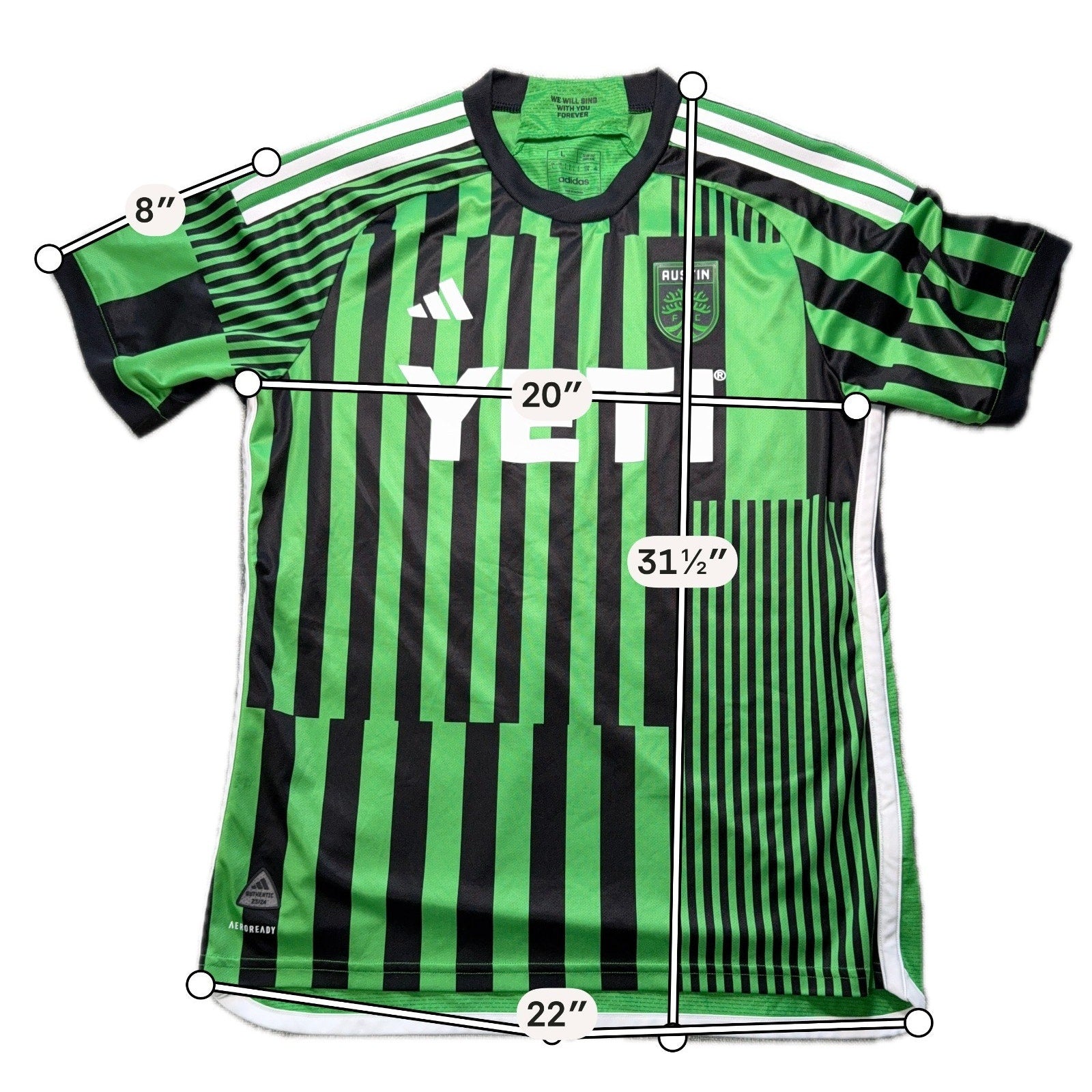 Austin FC 2023 2024 Adidas Authentic Las Voces Jersey Men L MLS YETI HI1836
