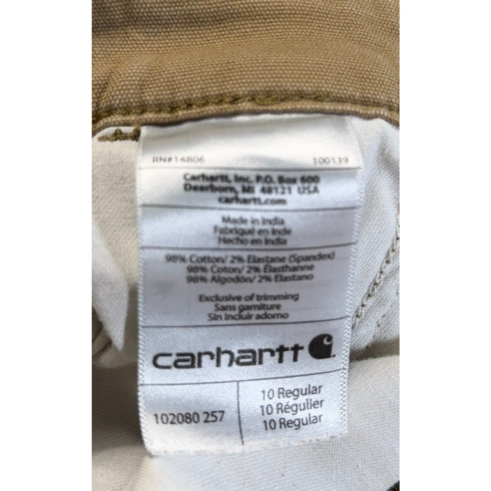 Carhartt Womens Carpenter Pants 10 Regular Brown Original Fit Canvas Workwear