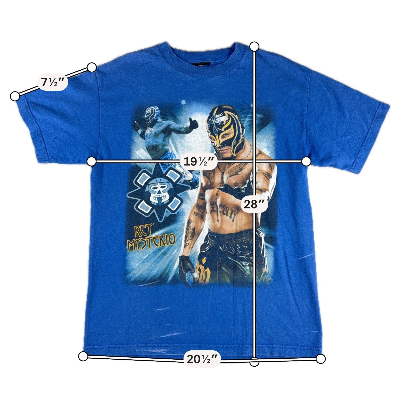 Vintage Y2K Rey Mysterio WWE T Shirt Mens M Blue Wrestling 619 Graphic Tee
