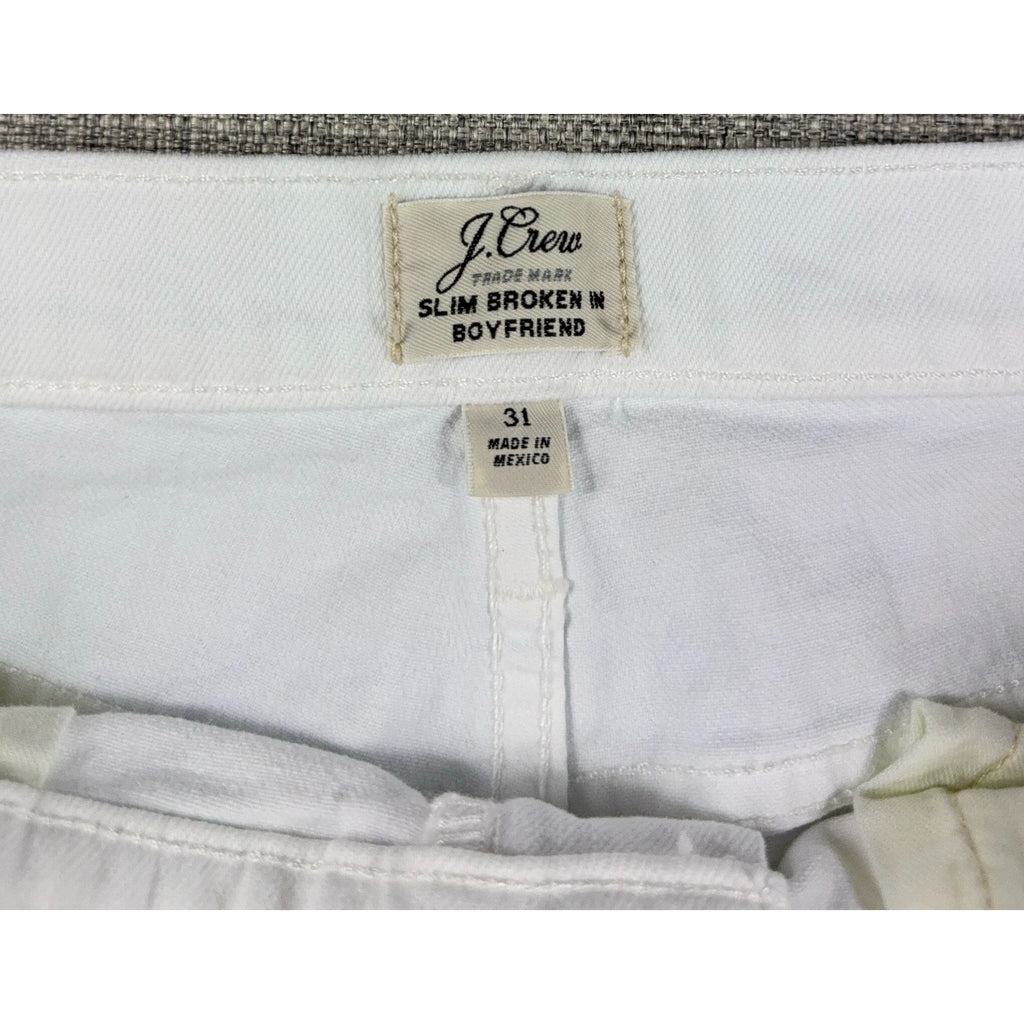 J Crew Slim Broken In Boyfriend Jeans Womens 31 White Denim Cropped 36x28