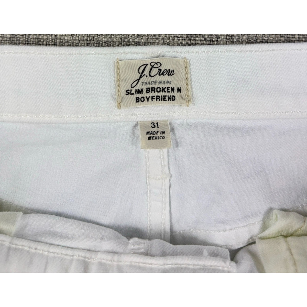 J Crew Slim Broken In Boyfriend Jeans Womens 31 White Denim Cropped 36x28