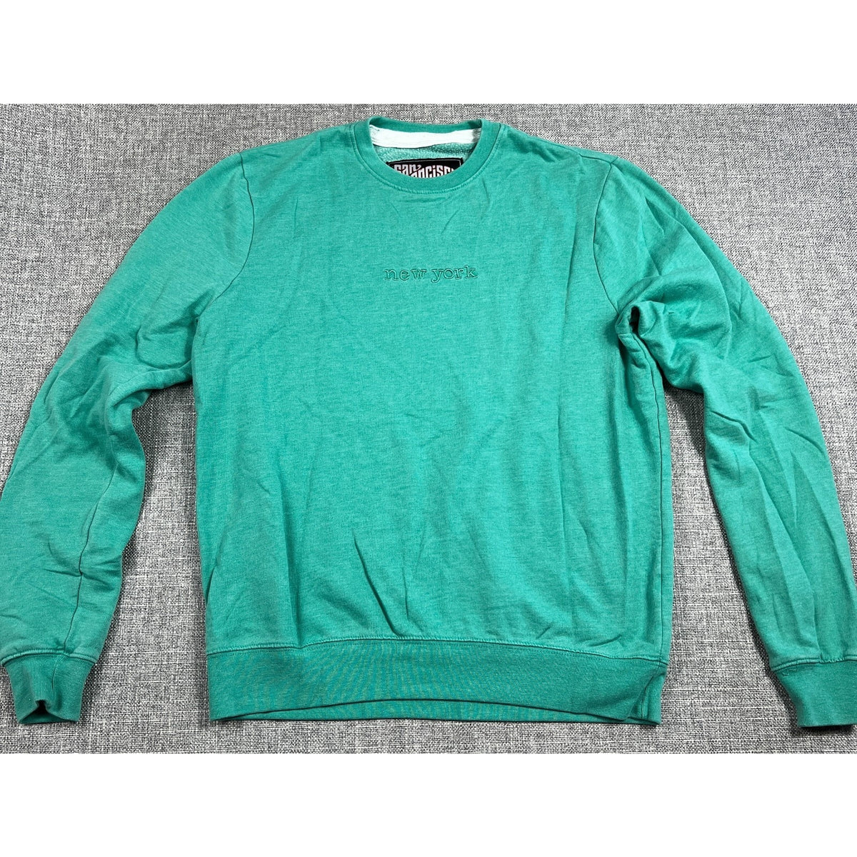 San Francisco Work Shirts Mens S New York Green Embroidered Sweatshirt