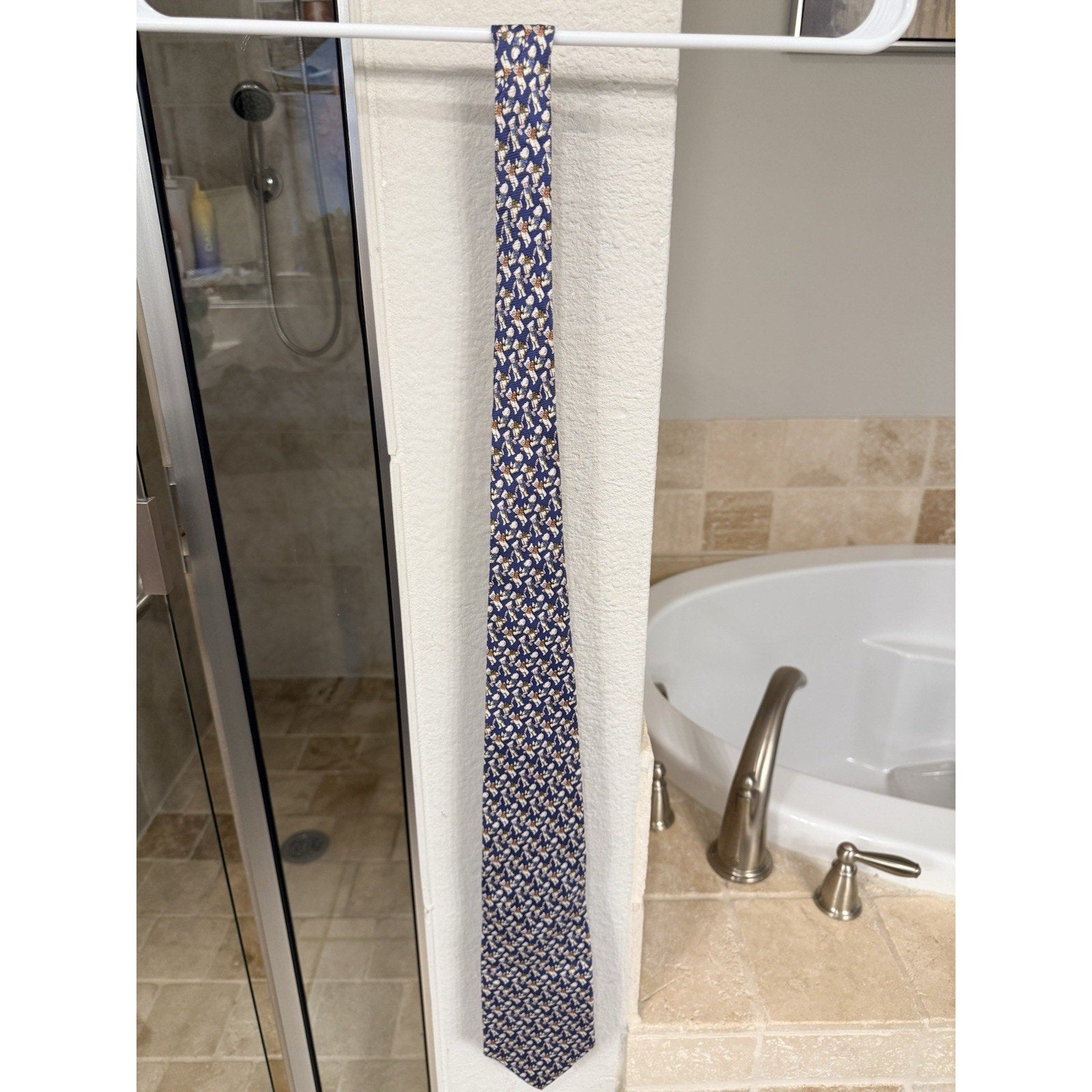 Bijoux Terner Teddy Bear Novelty Tie Genuine Silk Blue Cute Vintage Necktie
