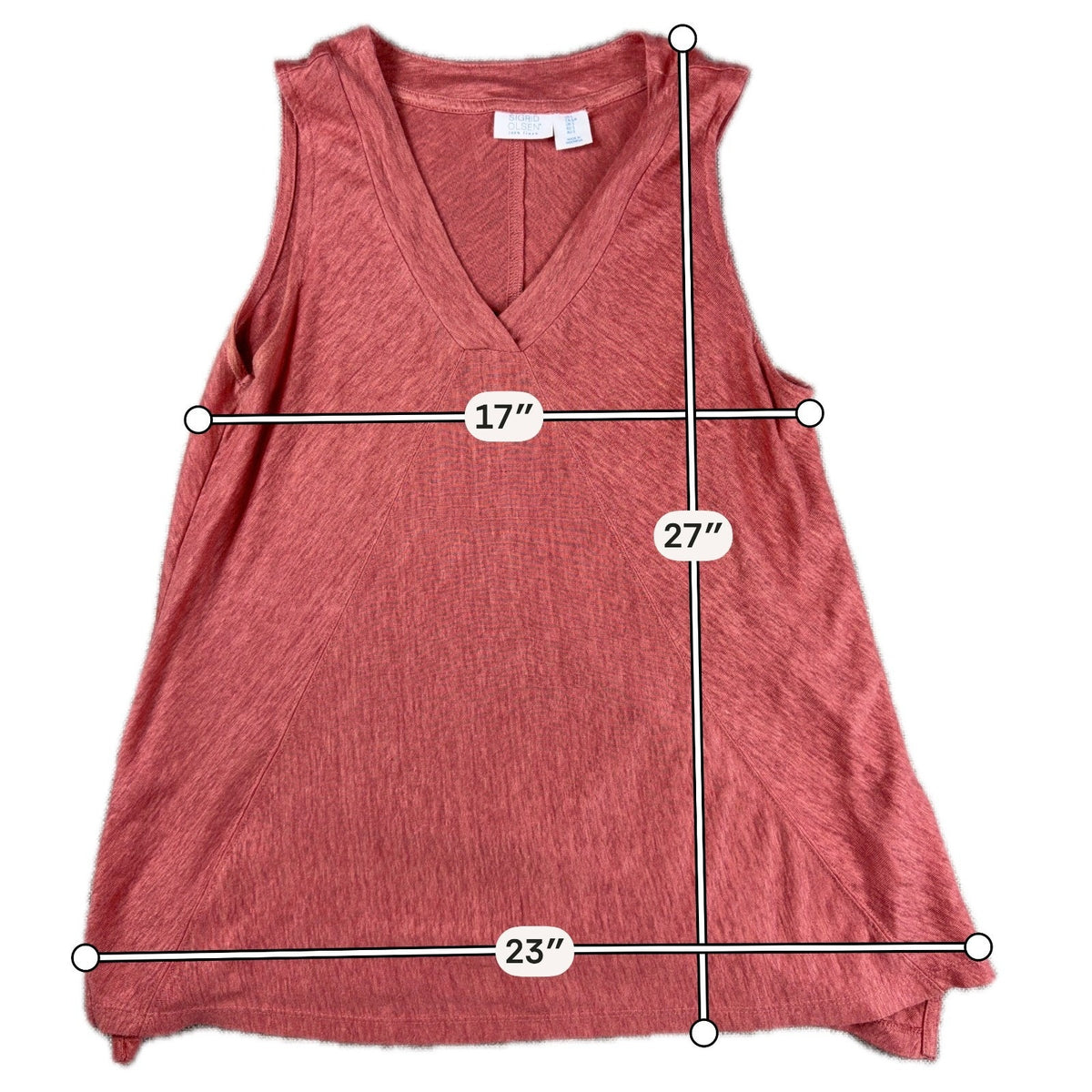 Sigrid Olsen 100% Linen Tank Top Women Small Coral V Neck Tunic A Line