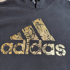 Adidas HK9146 Hoodie Mens M Black Gold Foil Logo Pullover Sweatshirt Faded