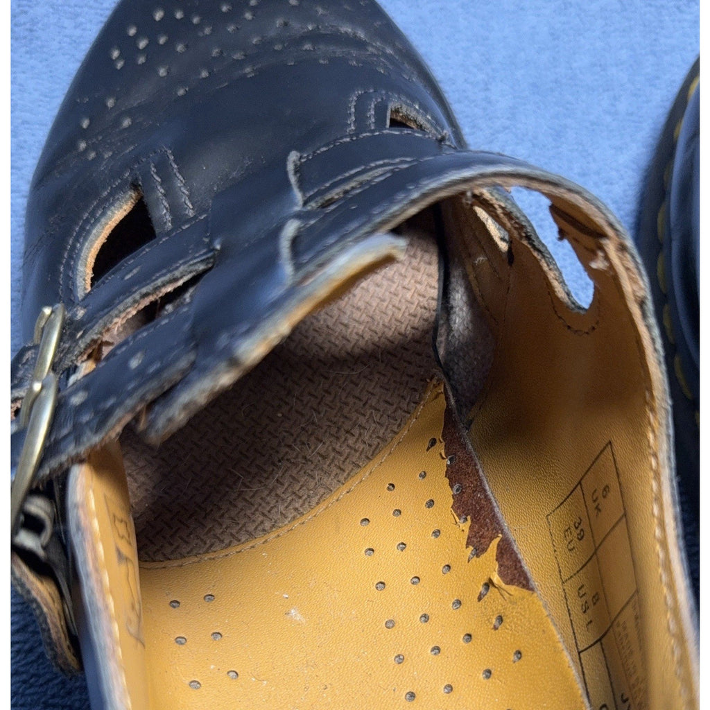 Dr Martens 8065 12916 Mary Jane Shoes Women's 8 Black Leather Double Buckle