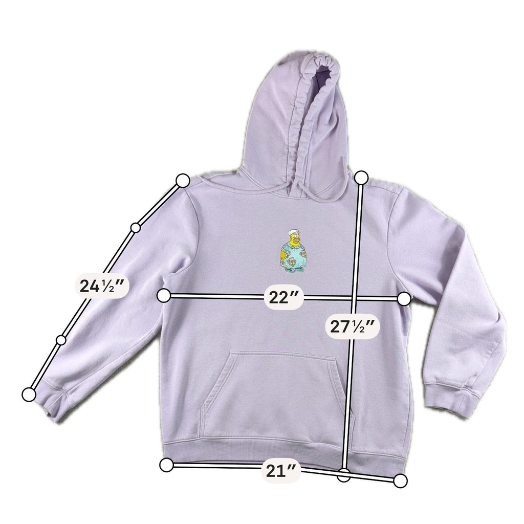 The Simpsons Homer Simpson Hoodie Mens Lavender Embroidered Pullover 22x27.5