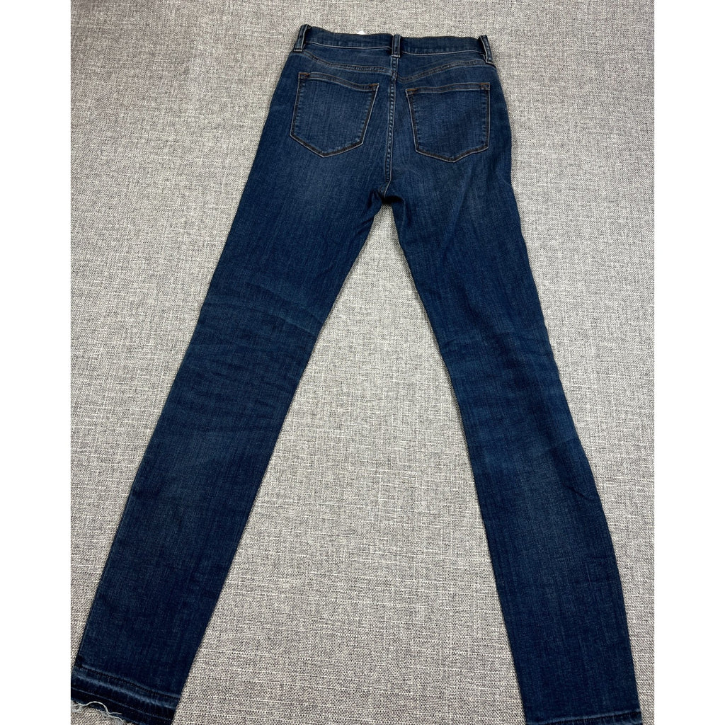 J.Crew Women's Size 26 Dark Wash Slim Jeans Raw Frayed Hem 28.5 Inseam