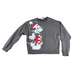 Disney Mickey Mouse Christmas Sweatshirt M Gray Santa Hat Scarf Holiday Graphic