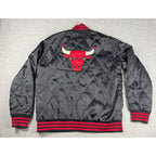 Adidas Chicago Bulls NBA Quilted Satin Bomber Jacket Black Red L 2013 Trefoil