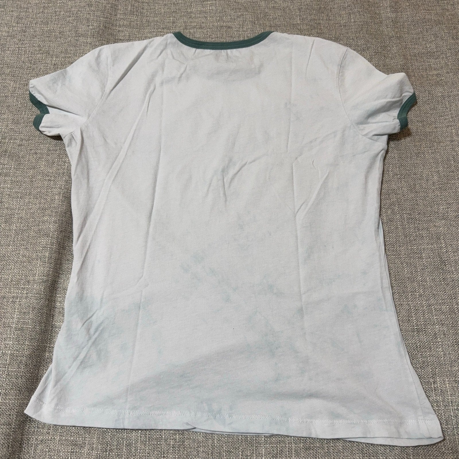 True Religion Buddha Guitar Ringer T-Shirt Women’s M White Green Y2K Flawed
