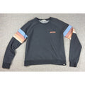 Rip Curl Womens XS Crewneck Sweatshirt Gray Retro Stripe Sleeve Surf Pullover