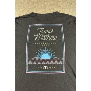 TravisMathew T Shirt Mens M Black Graphic Golf Sunset Established 2007 Tee