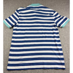 Lacoste Polo Shirt Men M Size 4 Blue White Stripe Aqua Collar Cotton