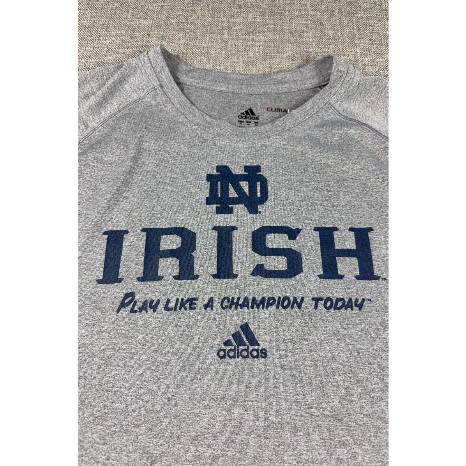 Adidas Notre Dame Fighting Irish Shirt Mens XL Gray ClimaLite Champion NCAA