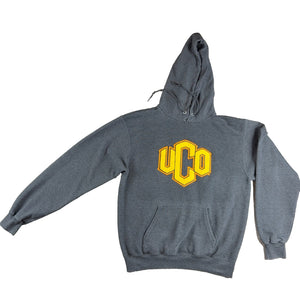 Champion UCO University Central Oklahoma Hoodie Mens M Gray Chenille Logo Pullov
