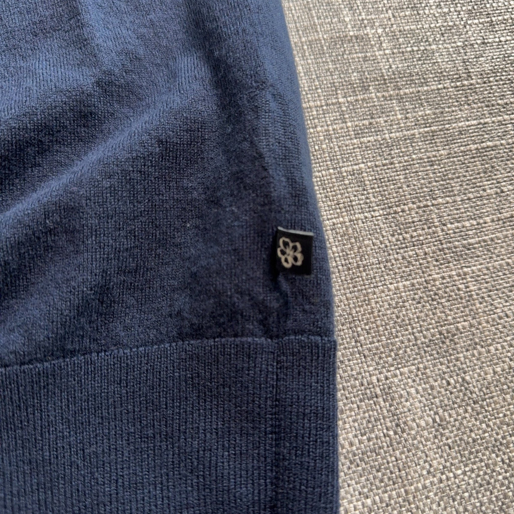 Ted Baker London Wool Knit Polo Shirt Womens Size 2 Navy Quarter Zip Short Sleev