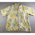 Tommy Bahama Shirt Men L 100% Silk Hibiscus Floral Hawaiian Camp Jacquard