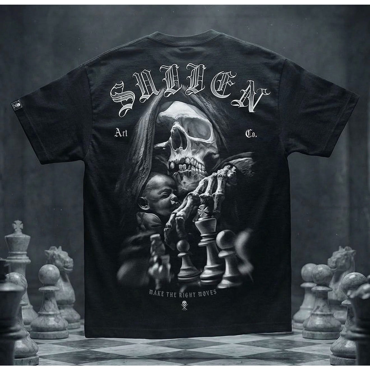 Sullen Art Collective Paloskim T Shirt Mens 2XL Black Skull Chess SCM7794 NWT