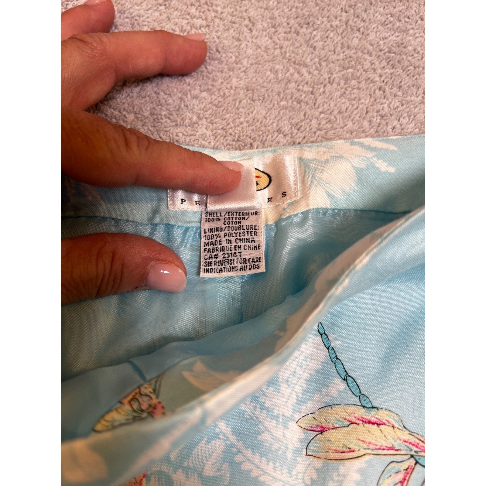 Cottagecore Talbots Petites Pants Womens 12P Blue Butterfly Floral Cotton Capri