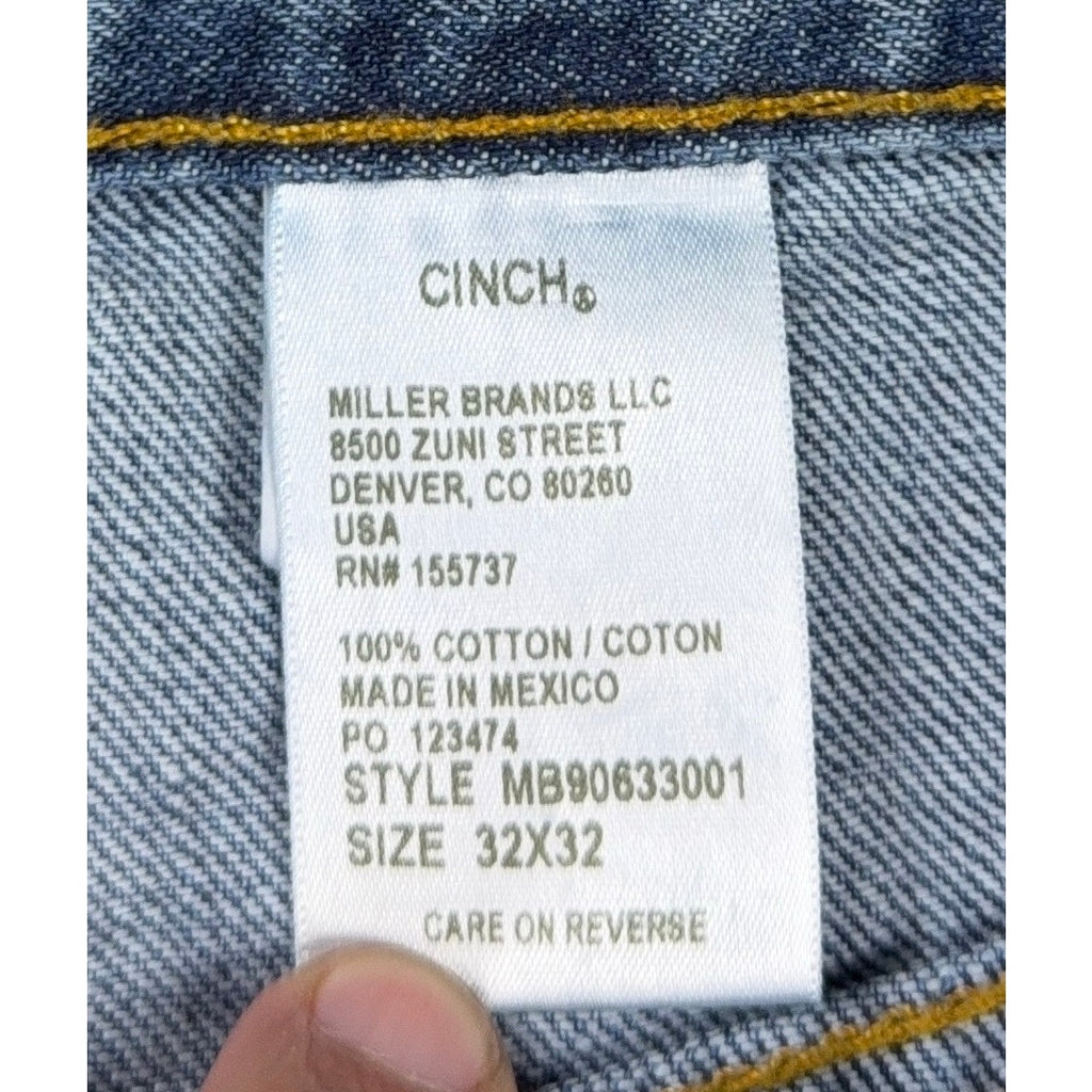 Cinch Men’s Jeans 32x32 Blue Denim Straight Leg Western Cowboy 100% Cotton