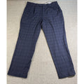Ralph Lauren Mens Dress Pants 36x30 Navy Plaid Pleated Cuffed Stretch
