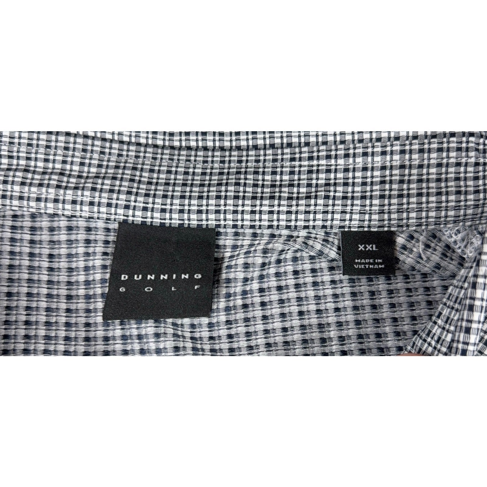 Dunning Golf Polo Mens XXL Black White Check COOLMAX Stretch NWT Club Logo