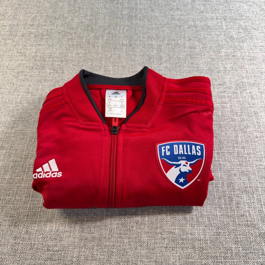 Adidas FC Dallas MLS Soccer Jacket Womens S Red Full Zip Track Warm Up 3 Stripe