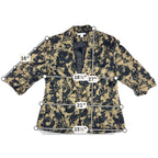 Coldwater Creek Womens PM 10-12 Floral Tapestry Blazer Jacket Black Tan 3/4 Slee