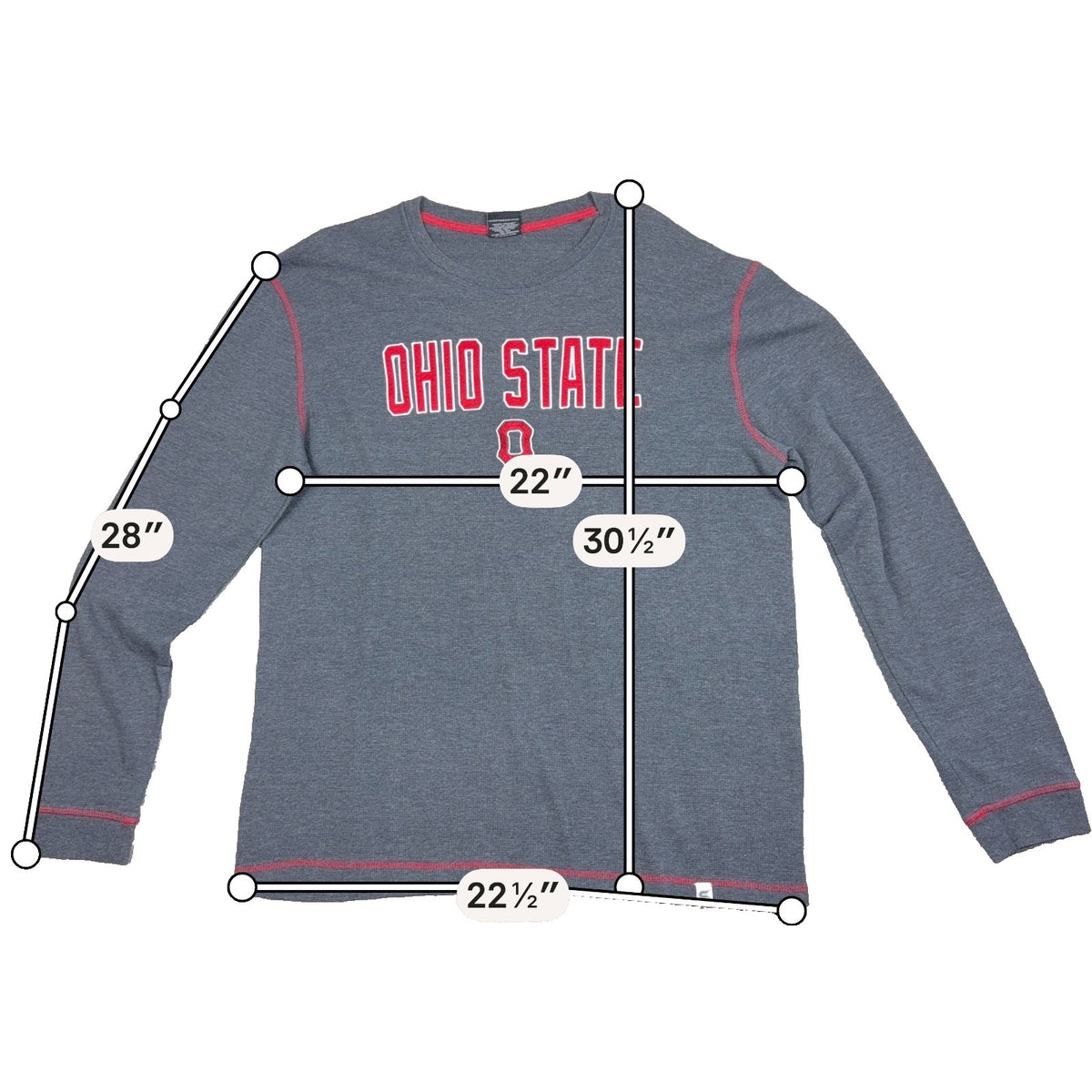 Ohio State Buckeyes Colosseum Thermal Shirt Men's XXL Gray Long Sleeve