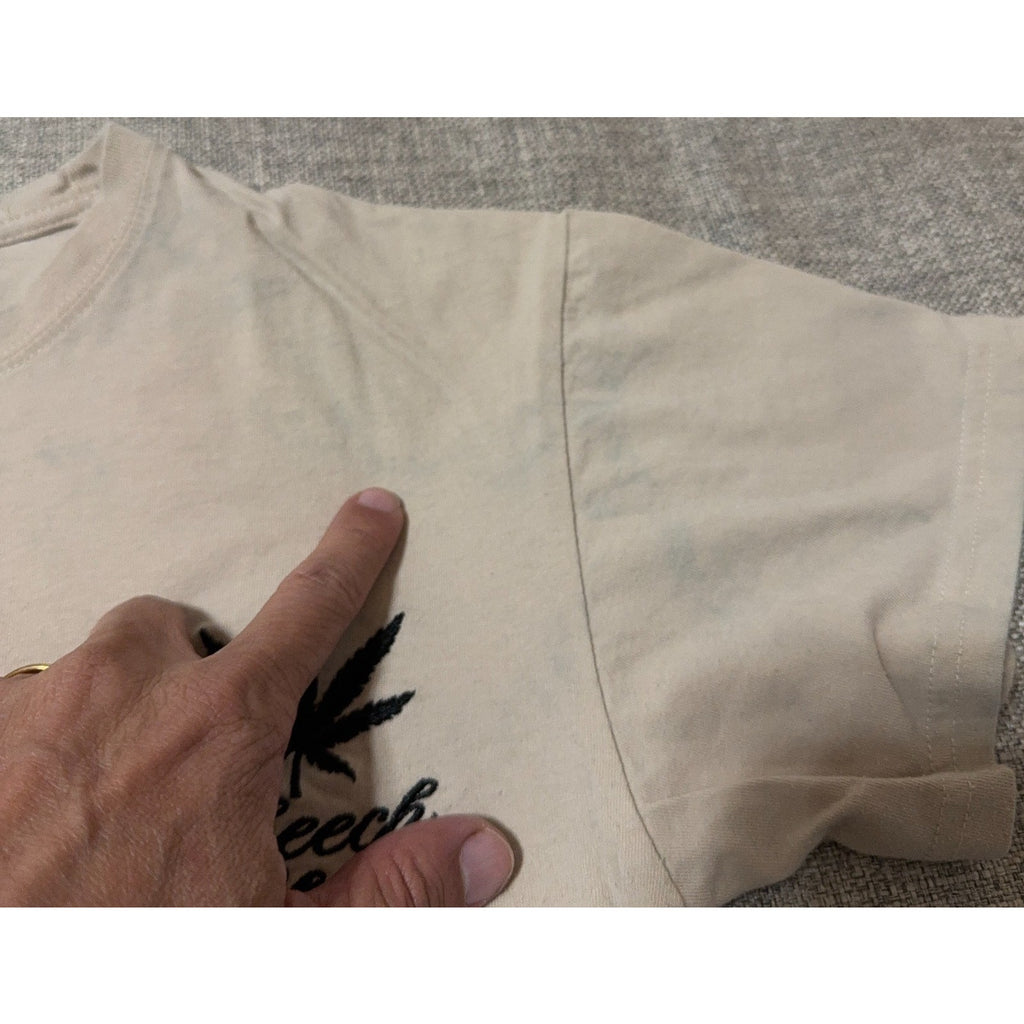 Cheech & Chong T Shirt Mens M Tan Embroidered Weed Leaf Back Graphic