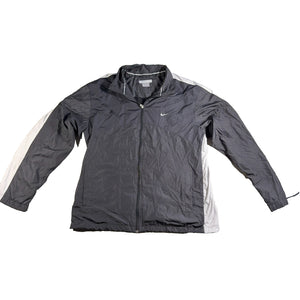 Nike Windbreaker Jacket Mens Large Black Gray White Full Zip Lightweight Lined