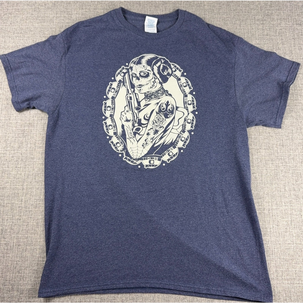 Princess Leia Sugar Skull T Shirt Mens L Star Wars Inspired R2D2 Tattoo Graphic