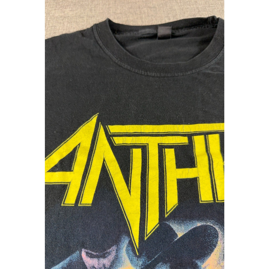 Anthrax Among The Living T Shirt M&O Gold Black Thrash Metal Band Tee XL