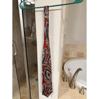 Vintage Christian Dior Monsieur All Silk Red Blue Paisley Italy USA Designer Tie