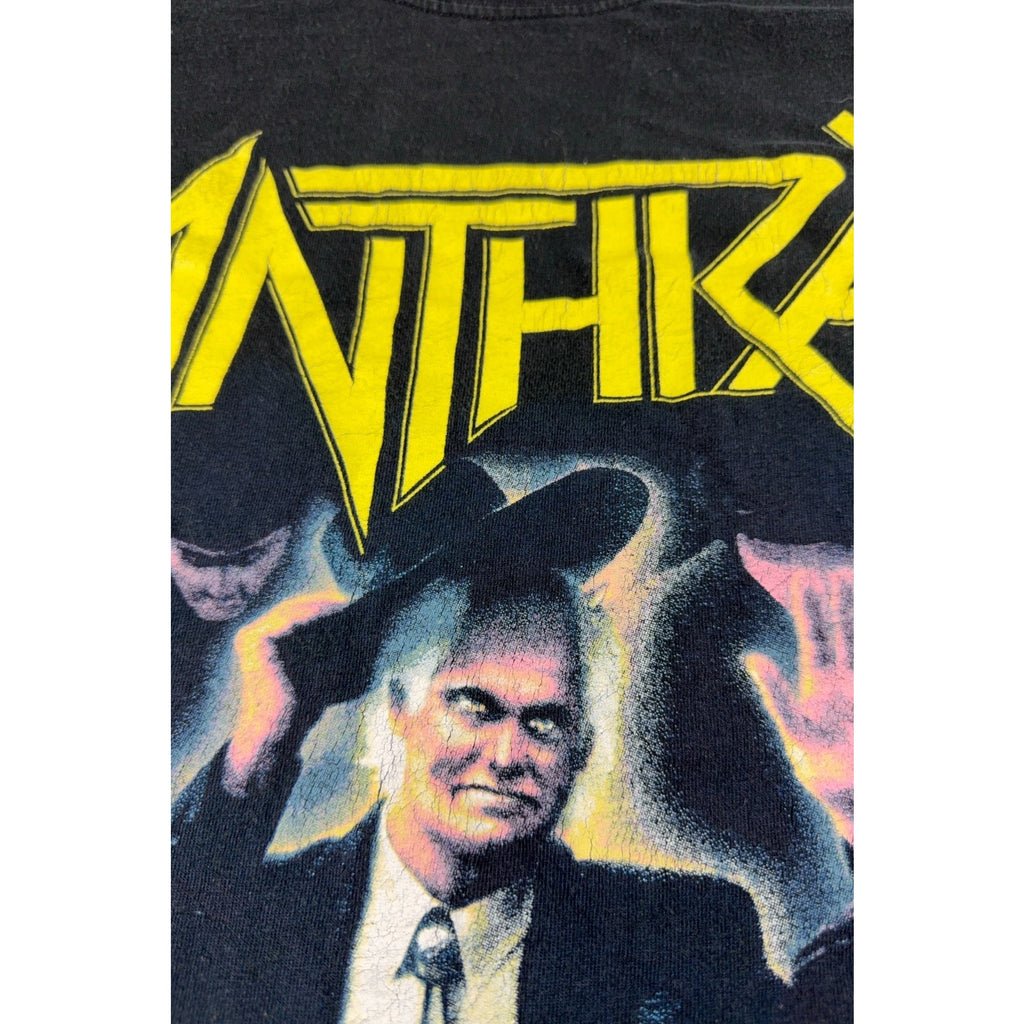 Anthrax Among The Living T Shirt M&O Gold Black Thrash Metal Band Tee XL